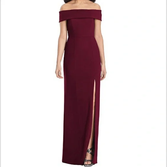 Dessy Collection Dresses Cuffed Off The Shoulder Trumpet Gown Dressy Collection 330 Cabernet Size 2 Poshmark